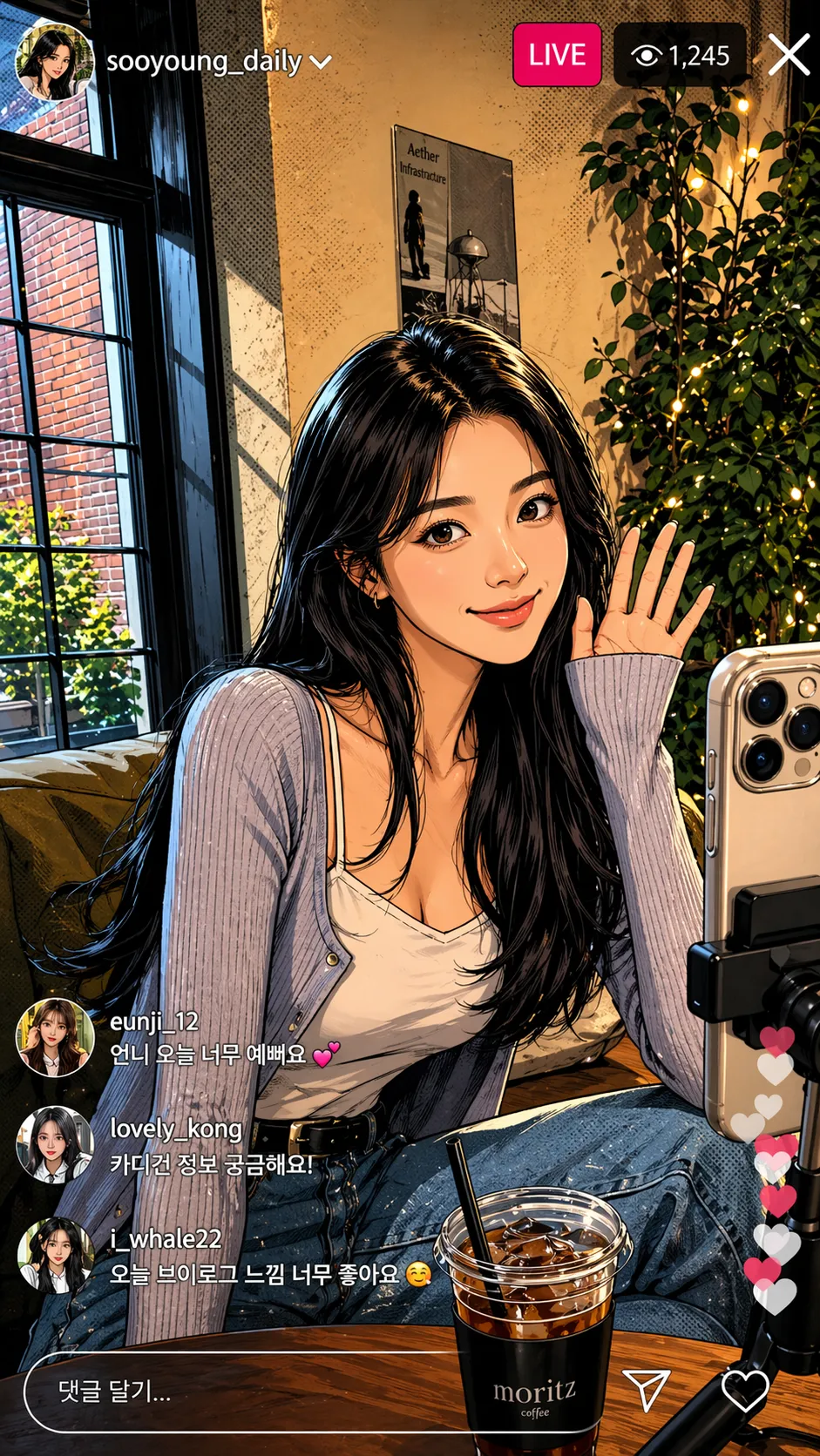 ChatGPT Images 2.0 example 3: Korean MZ-style female subject rendered in a color comic style
